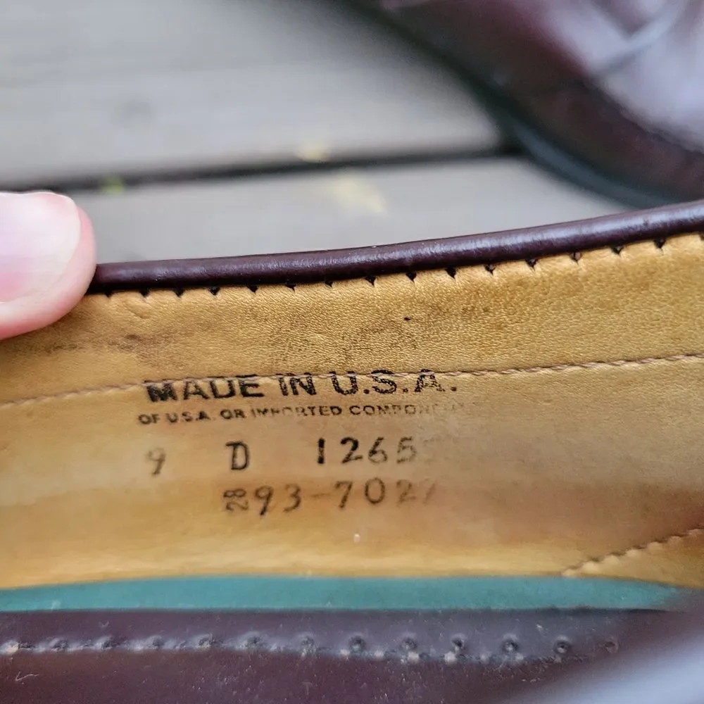 Vintage 90s y2k Brown Leather Moc Toe Moccasin Slip-on Driving Penny Loafers 9‎